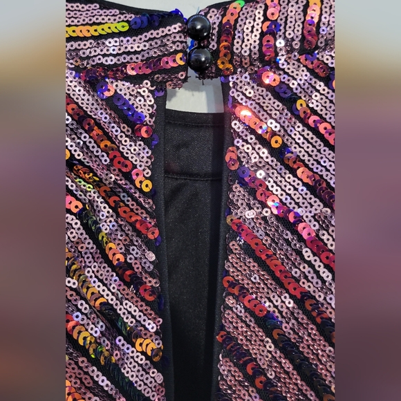 Cut Out Slit Back Halter Neck Sequin Bodycon Dress Sparkling Size Medium - Picture 3 of 10